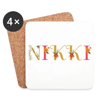 NIKKI name decorated with flowers - Coasters (set of 4) - white - Front