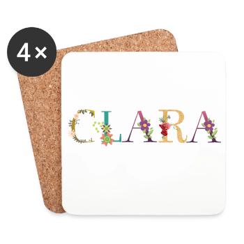 CLARA name decorated with flowers - Coasters (set of 4) - white - Front