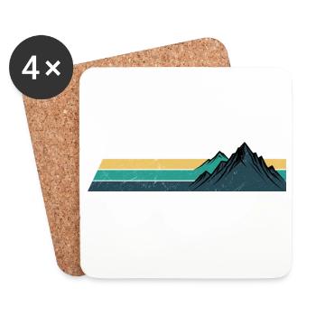 Retro Mountain Sunset Stripes - Coasters (set of 4) - white - Front