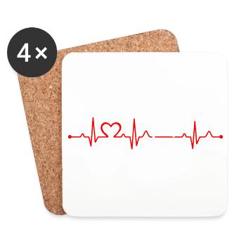 Heartbeat EKG Fitness Girl Active Lifestyle - Coasters (set of 4) - white - Front