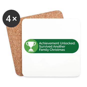 Survived Another Family Christmas Gamer Funny  - Coasters (set of 4) - white - Front