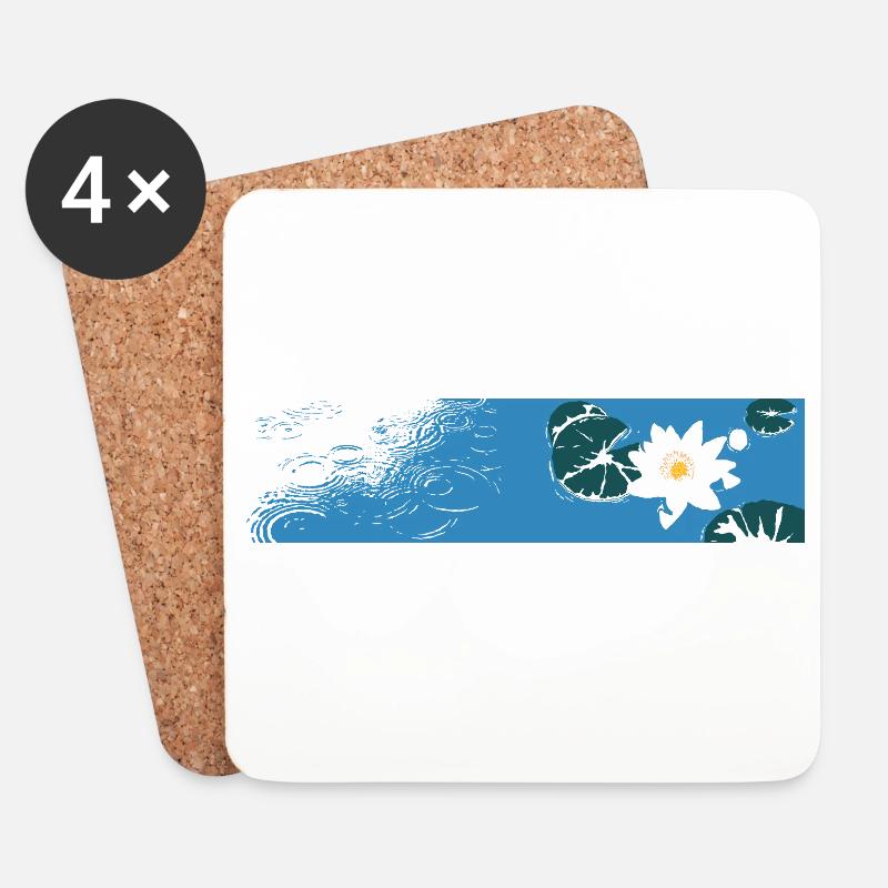 Blaue Seerose auf dem Wasser - Untersetzer (4er-Set) - Weiß