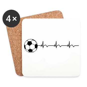 Fußball Fussball Fußballer EKG Herzschlag - Untersetzer (4er-Set) - Weiß - Vorne