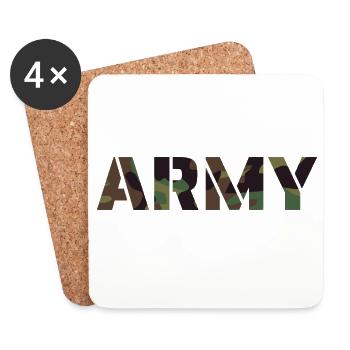 Motif de camouflage ARMY Text UK - Dessous de verre (lot de 4) - blanc - Devant