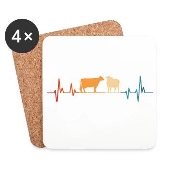 Cow heartbeat gift cows - Coasters (set of 4) - white - Front