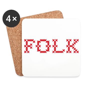 Folklore populaire - Dessous de verre (lot de 4) - blanc - Devant