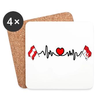 Wien Flags with Heartbeat - Coasters (set of 4) - white - Front