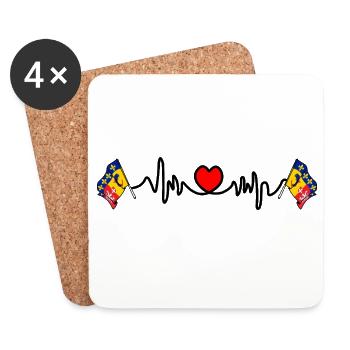 Amour battement de cœur des Alpes - Dessous de verre (lot de 4) - blanc - Devant