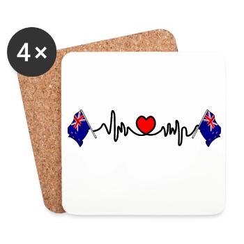 Fréquence cardiaque en Nouvelle-Zélande - Dessous de verre (lot de 4) - blanc - Devant