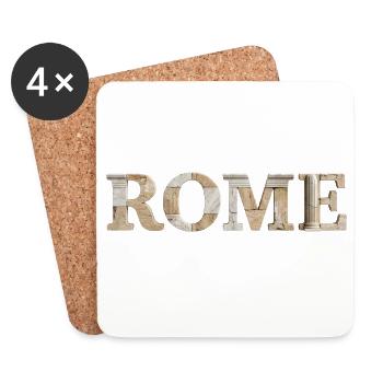 Rome / Rome Typography with Ancient Architecture - Coasters (set of 4) - white - Front