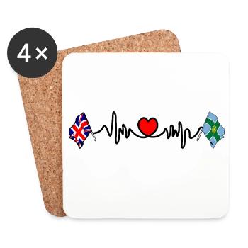 Derbyshire & UK Heartbeat - Untersetzer (4er-Set) - Weiß - Vorne