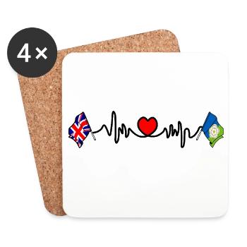 East Riding et Heartbeat du drapeau britannique - Dessous de verre (lot de 4) - blanc - Devant