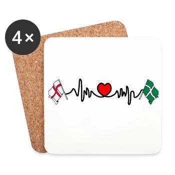 Devon & England Heartbeat - Coasters (set of 4) - white - Front