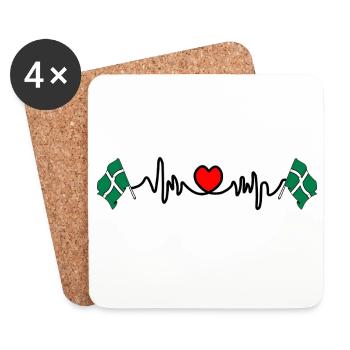Devon Flag with Heartbeat - Coasters (set of 4) - white - Front