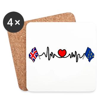 West Sussex flag + heartbeat & British flag - Coasters (set of 4) - white - Front