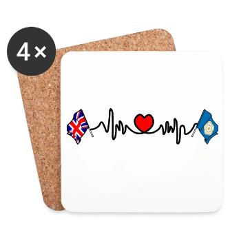 Yorkshire + Herzschlag + Flagge Großbritanniens - Untersetzer (4er-Set) - Weiß - Vorne