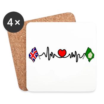 North Yorkshire + Großbritannien-Flagge mit Herzschlag - Untersetzer (4er-Set) - Weiß - Vorne
