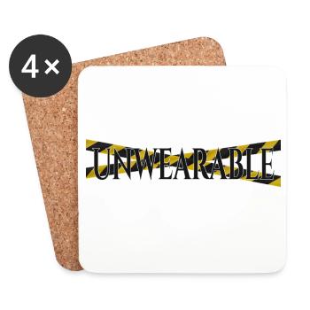 Unwearable – Statement Design with Warning Tape - Coasters (set of 4) - white - Front