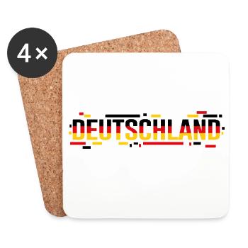 ALLEMAGNE – Typographie du style du drapeau glitch - Dessous de verre (lot de 4) - blanc - Devant