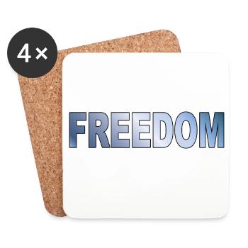 Freedom Typography Statement Design - Coasters (set of 4) - white - Front
