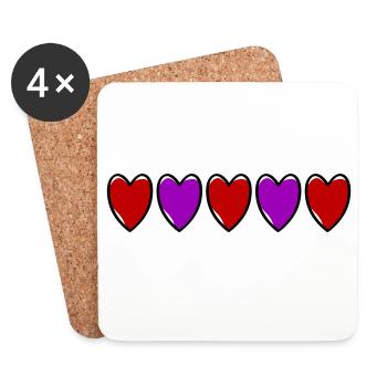 Amour de la ligne de cœur - Dessous de verre (lot de 4) - blanc - Devant