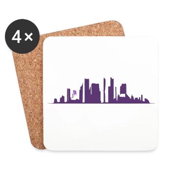 Urbane Silhouette in violetter Abstufung - Untersetzer (4er-Set) - Weiß - Vorne