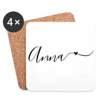 Anna Last name First name Decorative - Coasters (set of 4) - white - Front