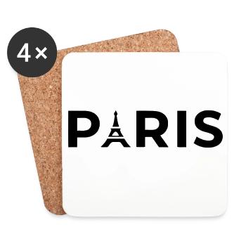 Paris Eiffel Tower Noir Souvenir France - Dessous de verre (lot de 4) - blanc - Devant