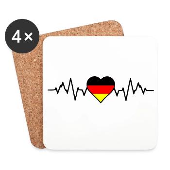 Deutschland-Herzschlag - Untersetzer (4er-Set) - Weiß - Vorne