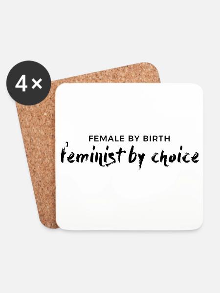 female by birth – feminist by choice - Coasters (set of 4) - white