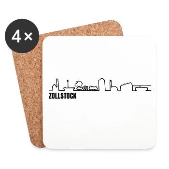 Zollstock_skyline_schwarz_einfach - Coasters (set of 4) - white - Front