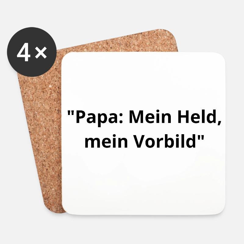 Papa: Mein Held & Vorbild - Untersetzer (4er-Set) - Weiß