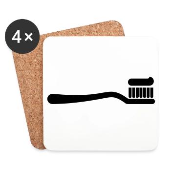 Toothbrush with toothpaste, dental hygiene - Coasters (set of 4) - white - Front