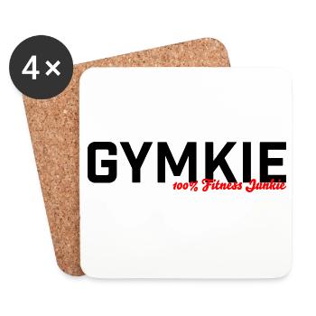 Gymkie Fitness Junkie Gym Sport Shirt - Coasters (set of 4) - white - Front