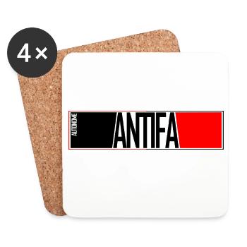 Antifa autonome - Dessous de verre (lot de 4) - blanc - Devant