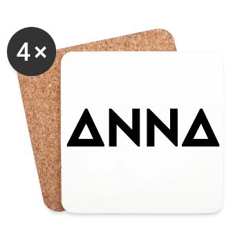 Prénom Anna - Dessous de verre (lot de 4) - blanc - Devant