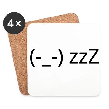Émotique (-_-) zzZ de sommeil Kaomoji fatigué - Dessous de verre (lot de 4) - blanc - Devant