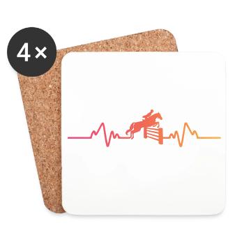 Pferde-Sonnenuntergang-Herzschlag-Reitgeschenk - Untersetzer (4er-Set) - Weiß - Vorne