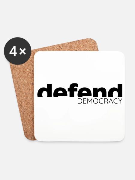 Defend Democracy - Statement Design - Untersetzer (4er-Set) - Weiß