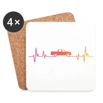 Sunset Pickup Heartbeat Auto Pickup - Untersetzer (4er-Set) - Weiß - Vorne