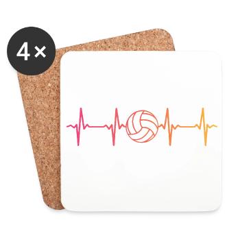 Volleyball Sunset Volleyball Heartbeat Volleyball - Coasters (set of 4) - white - Front