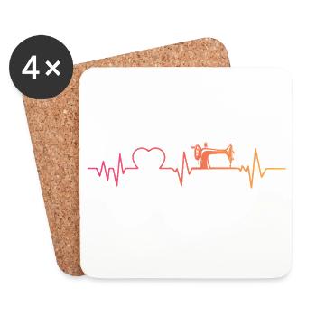 Sewing machine sunset heartbeat sewing - Coasters (set of 4) - white - Front