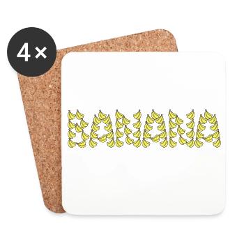 Karikaturartige Bananentypografie - Untersetzer (4er-Set) - Weiß - Vorne