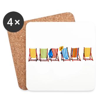 Seaside Holiday Sun Loungers - Coasters (set of 4) - white - Front