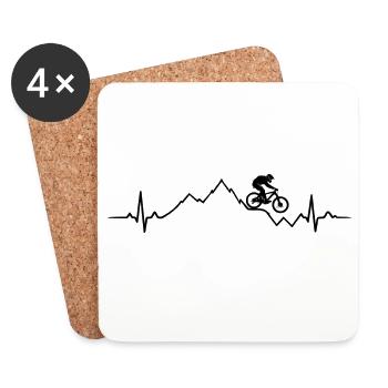 Mountain Bike ECG Heartbeat MTB Mountains Jump - Coasters (set of 4) - white - Front