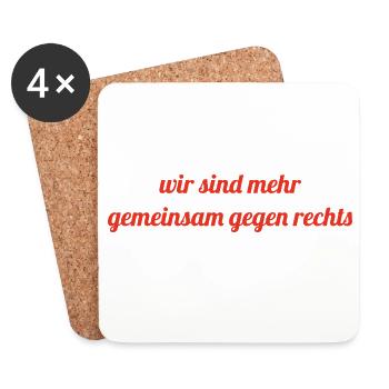 Wir sind mehr - gemeinsam gegen Rechts - Untersetzer (4er-Set) - Weiß - Vorne