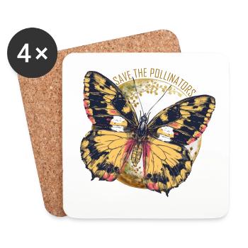 Save the Pollinators - Yellow Butterfly - Coasters (set of 4) - white - Front
