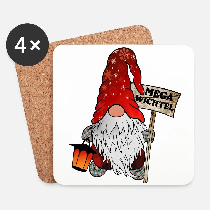 Mega Wichtel – Der ultimative Weihnachtsgnom - Untersetzer (4er-Set) - Weiß
