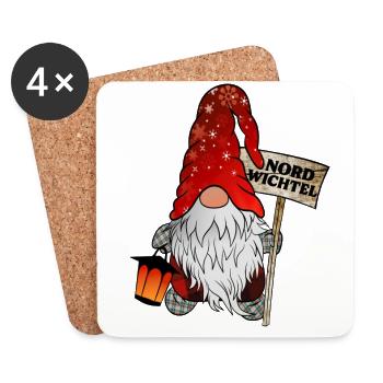 Nord Gnome Christmas gnome with Nordic flair - Coasters (set of 4) - white - Front