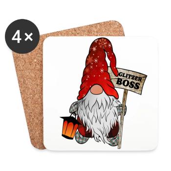 Glitter – The Sparkling Christmas Gnome - Coasters (set of 4) - white - Front